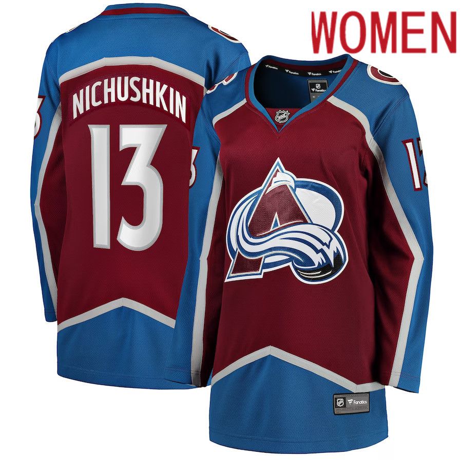 Women Colorado Avalanche 13 Valeri Nichushkin Fanatics Branded Burgundy Home Breakaway Player NHL Jersey